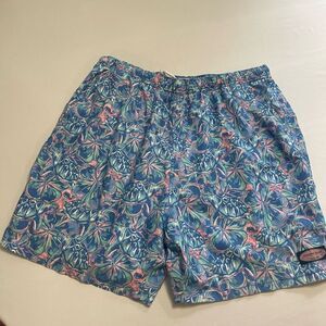 Vineyard Vines Blue Floral Turtle Swim Trunks Board Shorts Size XL
